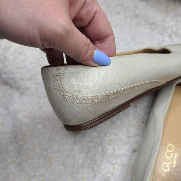 Gucci Vintage Two Tone Square Cap Toe Leather Flats Size 36.5 - Picture 8 of 11